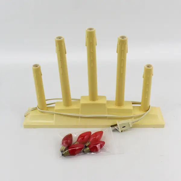 Vintage 5 light Christmas Lighted  Candelabra  Plastic Electric Drip Candle 