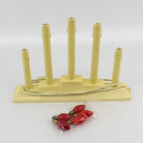 Vintage 5 light Christmas Lighted  Candelabra  Plastic Electric Drip Candle 