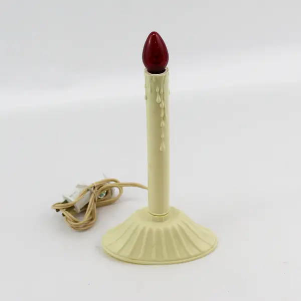 Vintage Single Bulb Light Yellow Plastic Lighted Candlestick Lamp