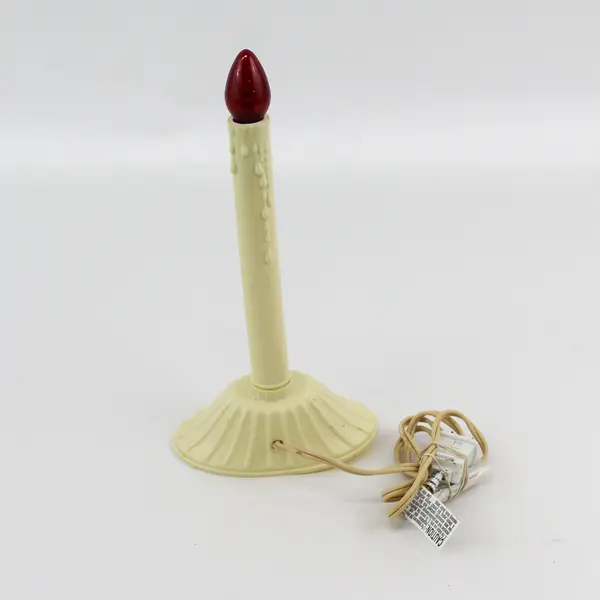 Vintage Single Bulb Light Yellow Plastic Lighted Candlestick Lamp