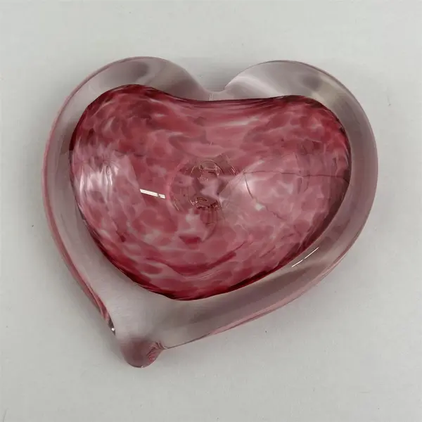 Zimmerman Pink Heart Shaped Art Glass Paperweight  2.5"