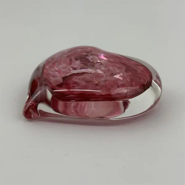 Zimmerman Pink Heart Shaped Art Glass Paperweight  2.5"