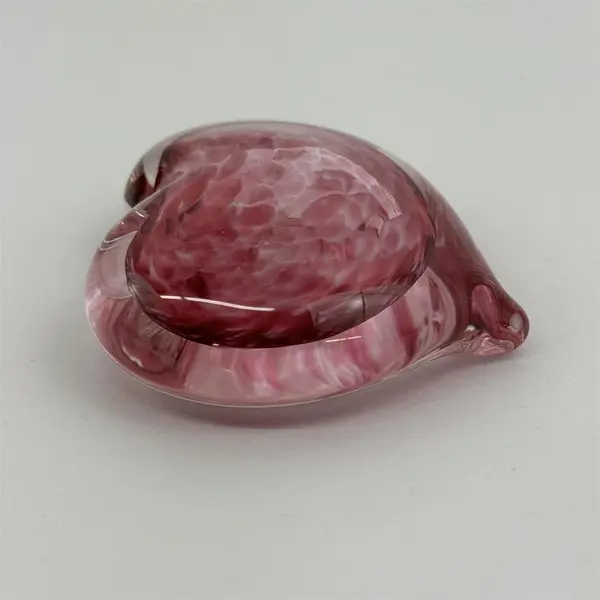 Zimmerman Pink Heart Shaped Art Glass Paperweight  2.5"