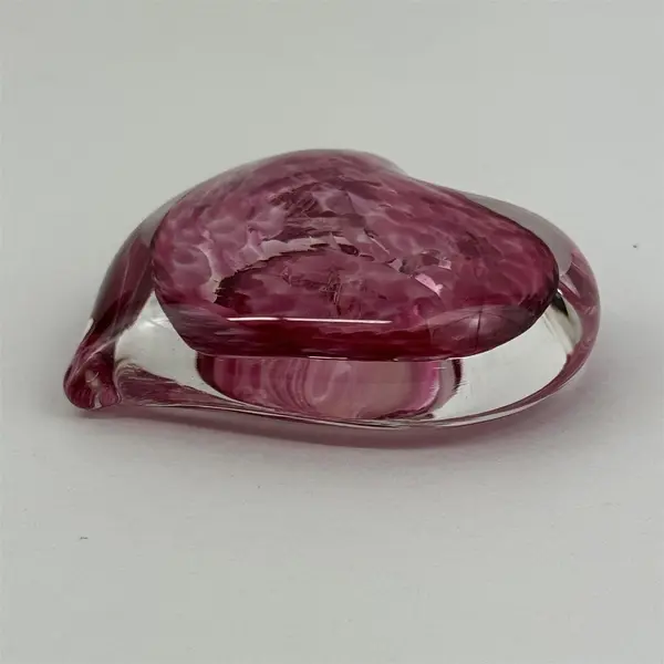Zimmerman Pink Heart Shaped Art Glass Paperweight  2.5"