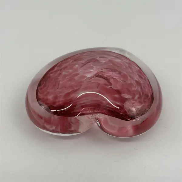 Zimmerman Pink Heart Shaped Art Glass Paperweight  2.5"