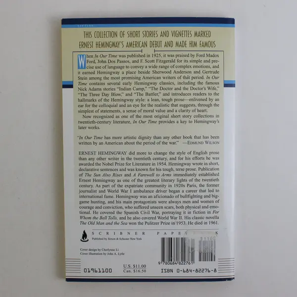 In Our Time by Ernest Hemingway 2003 Paperback Short Stories