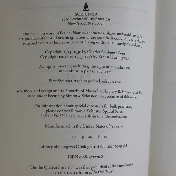 In Our Time by Ernest Hemingway 2003 Paperback Short Stories