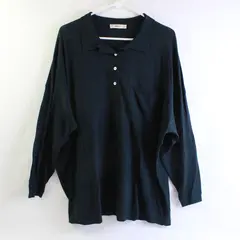 Zara Knit Unisex L Blue/Green Semi-Sheer 1/4 Button Pullover Long Sleeve Sweater