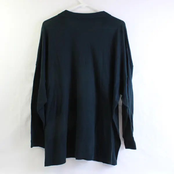 Zara Knit Unisex L Blue/Green Semi-Sheer 1/4 Button Pullover Long Sleeve Sweater