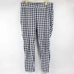 Lands End Serious Sweats Women's L 14-16 Blue Gingham Plaid Fleece Leggings