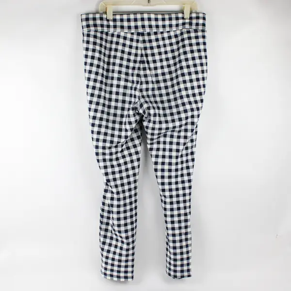 Lands End Serious Sweats Women's L 14-16 Blue Gingham Plaid Fleece Leggings