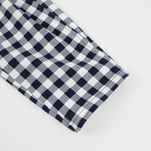 Lands End Serious Sweats Women's L 14-16 Blue Gingham Plaid Fleece Leggings