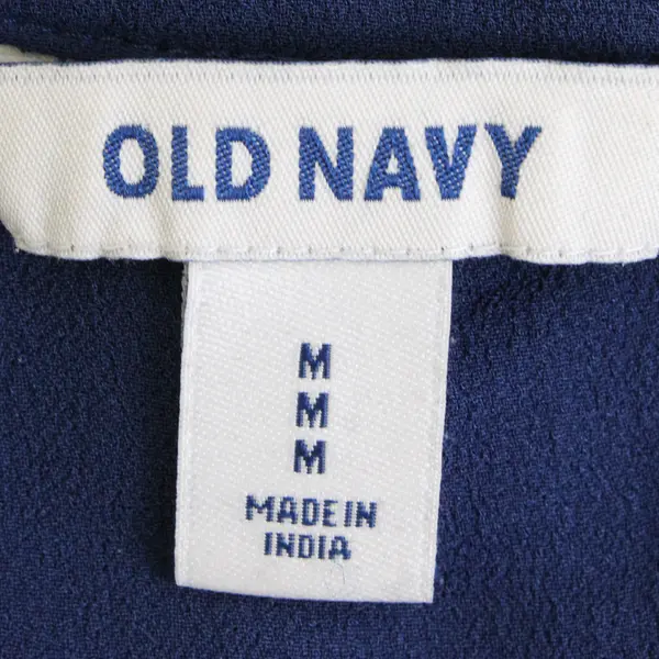 Old Navy Women's M Blue Sheer Pleated Neck Roll Tab Sleeve Tunic Dress Top