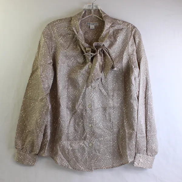 Vtg Pendleton Women's 8 Brown Silk/Cotton Button Up Long Sleeve Dress Shirt