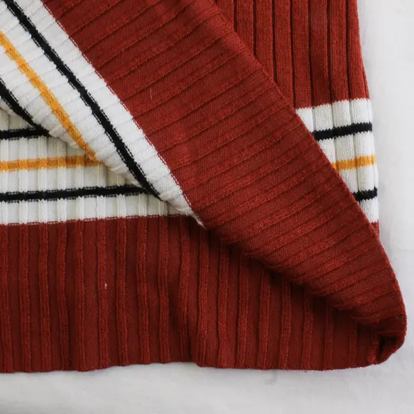 No Boundaries Women's/Juniors S/M Orange Ribbed V-Neck Striped Henley Sweater