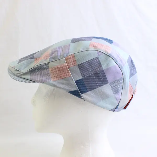 Unbranded Men's Newsboy Cap Adjustable Snaps Blue and Multicolor Plaid Design