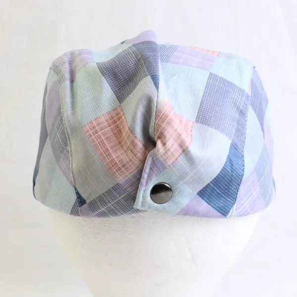 Unbranded Men's Newsboy Cap Adjustable Snaps Blue and Multicolor Plaid Design