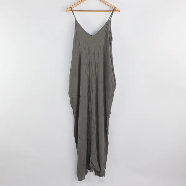 Love Stitch Women's M/L Gray Gauzy Spaghetti Strap Maxi Dress w/Pockets