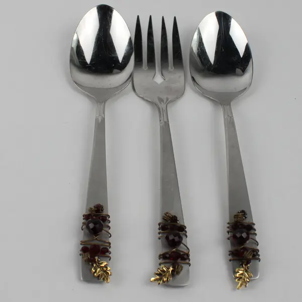 Lot of 3 Oneida Silver Customized Handles Serveware 2 Spoons 1 Fork 