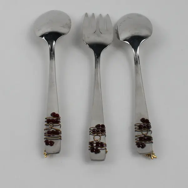Lot of 3 Oneida Silver Customized Handles Serveware 2 Spoons 1 Fork 