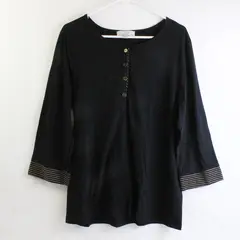 Carolyn Taylor Women's XL Black and Striped Sleeve Cuffs Tunic Shirt