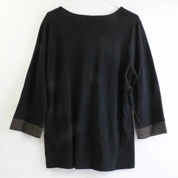 Carolyn Taylor Women's XL Black and Striped Sleeve Cuffs Tunic Shirt