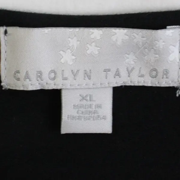 Carolyn Taylor Women's XL Black and Striped Sleeve Cuffs Tunic Shirt