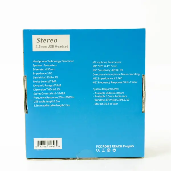 Stereo 3.5mm Jack Headset w/ USB Adapter Noise-Cancel Mic Wired S-023