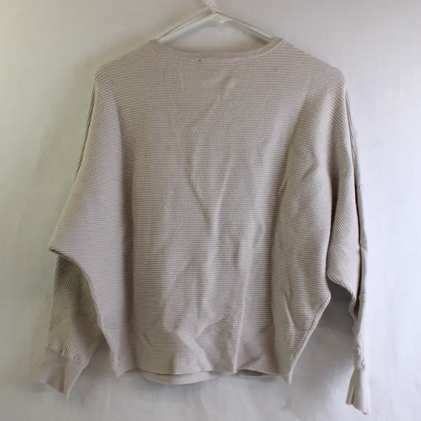 Catherine Malandrino Women's M Gray Crop Knit Raglan Sleeve V-Neck Sweater