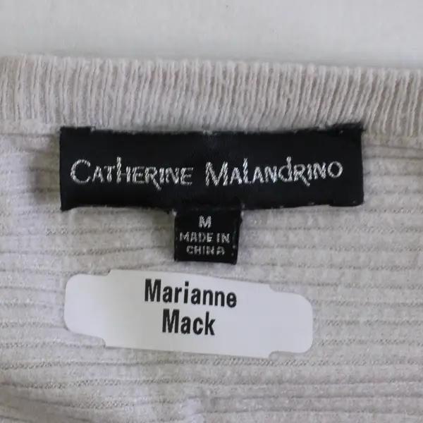 Catherine Malandrino Women's M Gray Crop Knit Raglan Sleeve V-Neck Sweater