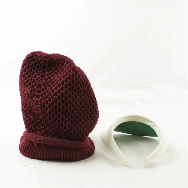 Lot of 2 Hats Burgundy Stocking Cap w/ Brim & White Kaluakoi Resort Visor