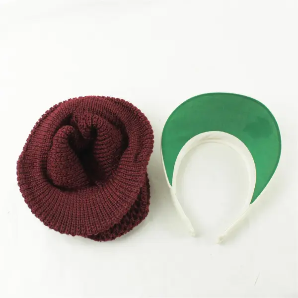 Lot of 2 Hats Burgundy Stocking Cap w/ Brim & White Kaluakoi Resort Visor