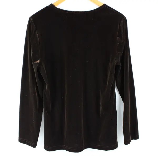Vintage Ci Sono LA Women's M Petite Brown Velvet Long Sleeve Round Neck Shirt