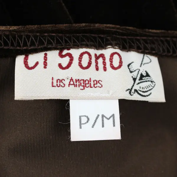 Vintage Ci Sono LA Women's M Petite Brown Velvet Long Sleeve Round Neck Shirt