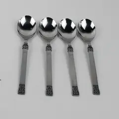 Lot of 4 National Stainless Canton Pattern Oval Shaped Soup Spoons 7.75" Good