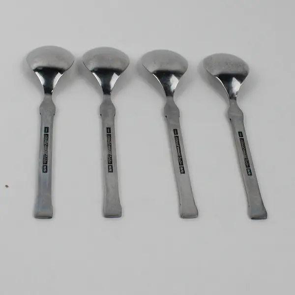 Lot of 4 National Stainless Canton Pattern Oval Shaped Soup Spoons 7.75" Good