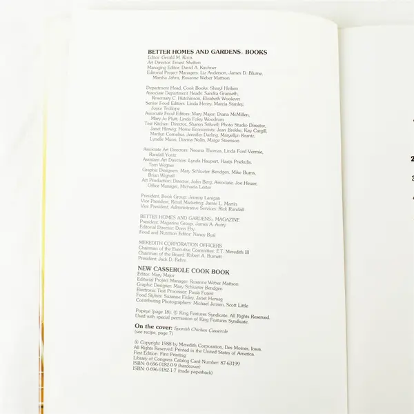 Better Homes & Gardens New Casserole Cookbook Hardcover