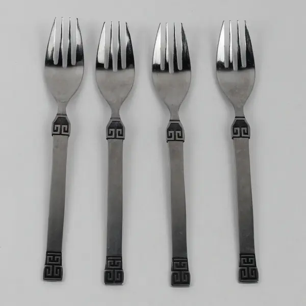 Lot of 4 National Stainless Canton Pattern Dinner Forks 7.75" Good