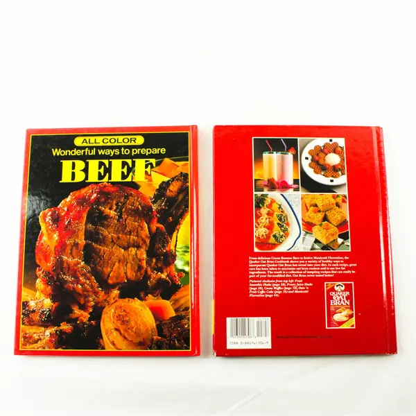Lot of 2 Vintage Cook Books: Wonderful Ways to Prepare Beef + Quaker Oat Bran