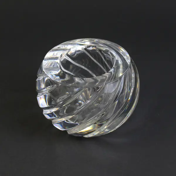 Heavy Glass Circular Votive Candle Holder Swirl Design