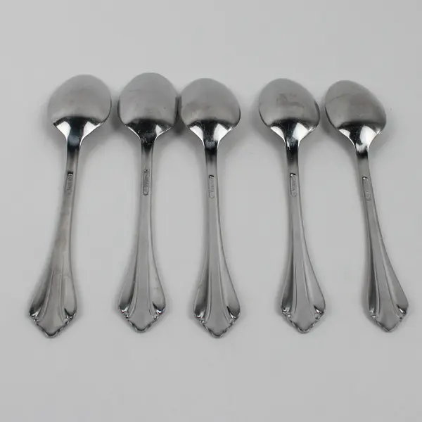 Lot of 5 Oneida Silver Gwendolyn Pattern 18/0 Stainless Oval Soup Spoons 7.25"