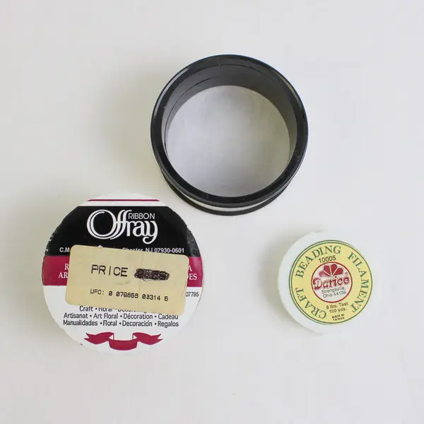 Lot 2 Rolls of Crafting Ribbon (one is Offray) & Roll of Craft Beading Filament
