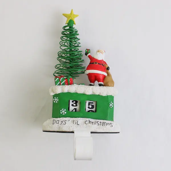 Ceramic Christmas Stocking Mantle Hanger: Days 'Til Christmas Calendar, Santa 