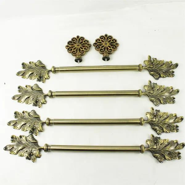 Umbra Set of 4 21 inch Curtain Rods Burnished Gold Decorative Ends +2