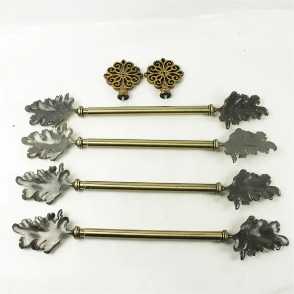 Umbra Set of 4 21 inch Curtain Rods Burnished Gold Decorative Ends +2