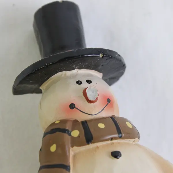 Ceramic Christmas Stocking Mantle Hanger "Peace" Snowman and Church Flawed