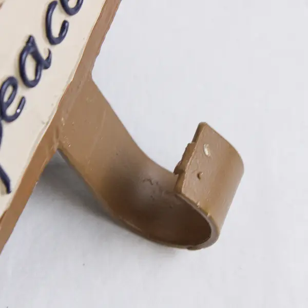 Ceramic Christmas Stocking Mantle Hanger "Peace" Snowman and Church Flawed