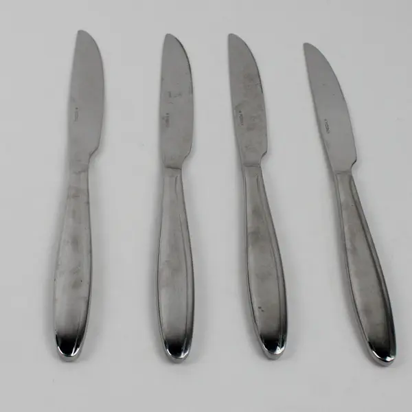 Lot of 4 Oneida Silver Unknown Pattern Stainless Dinner Knives 9.5" Long Good