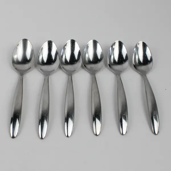 Lot of 6 Oneida Silver Unknown Pattern Stainless Oval Soup Spoons 7.25" Good