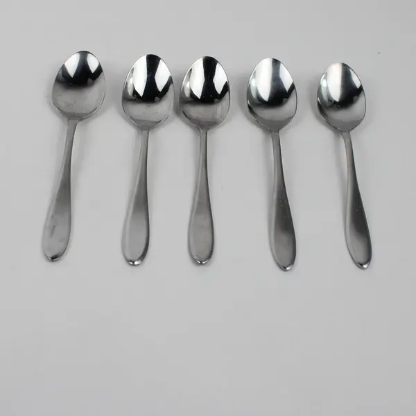 Lot of 5 Hampton Silversmiths Conifer Pattern 18/0 Stainless Teaspoons  6.5" HTF